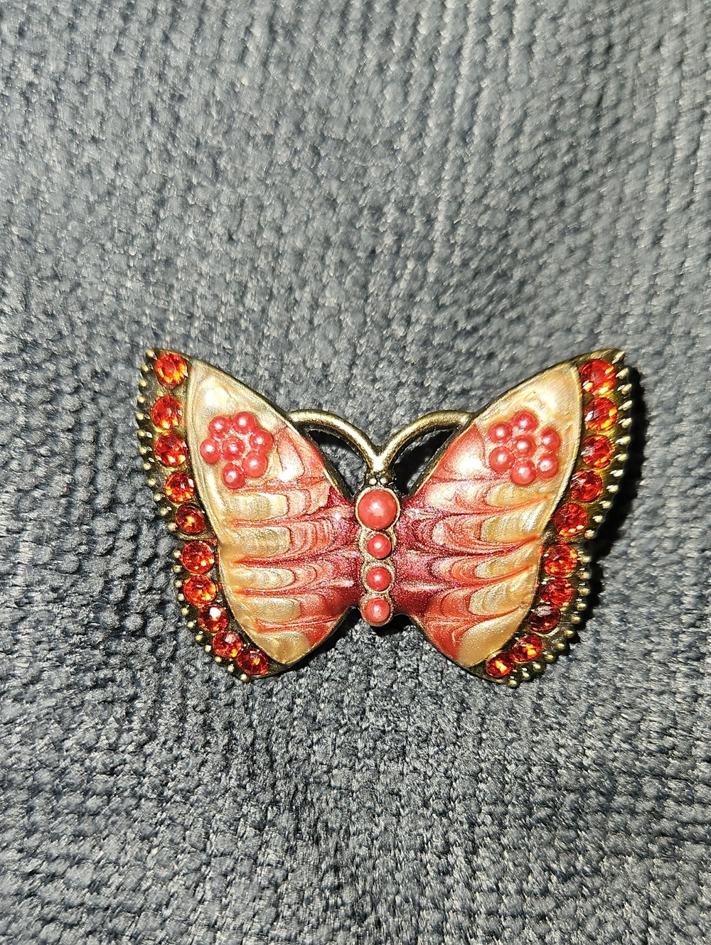 Red Butterfly Brooch with Enamel and Red Rhinestones - Women Jewelry